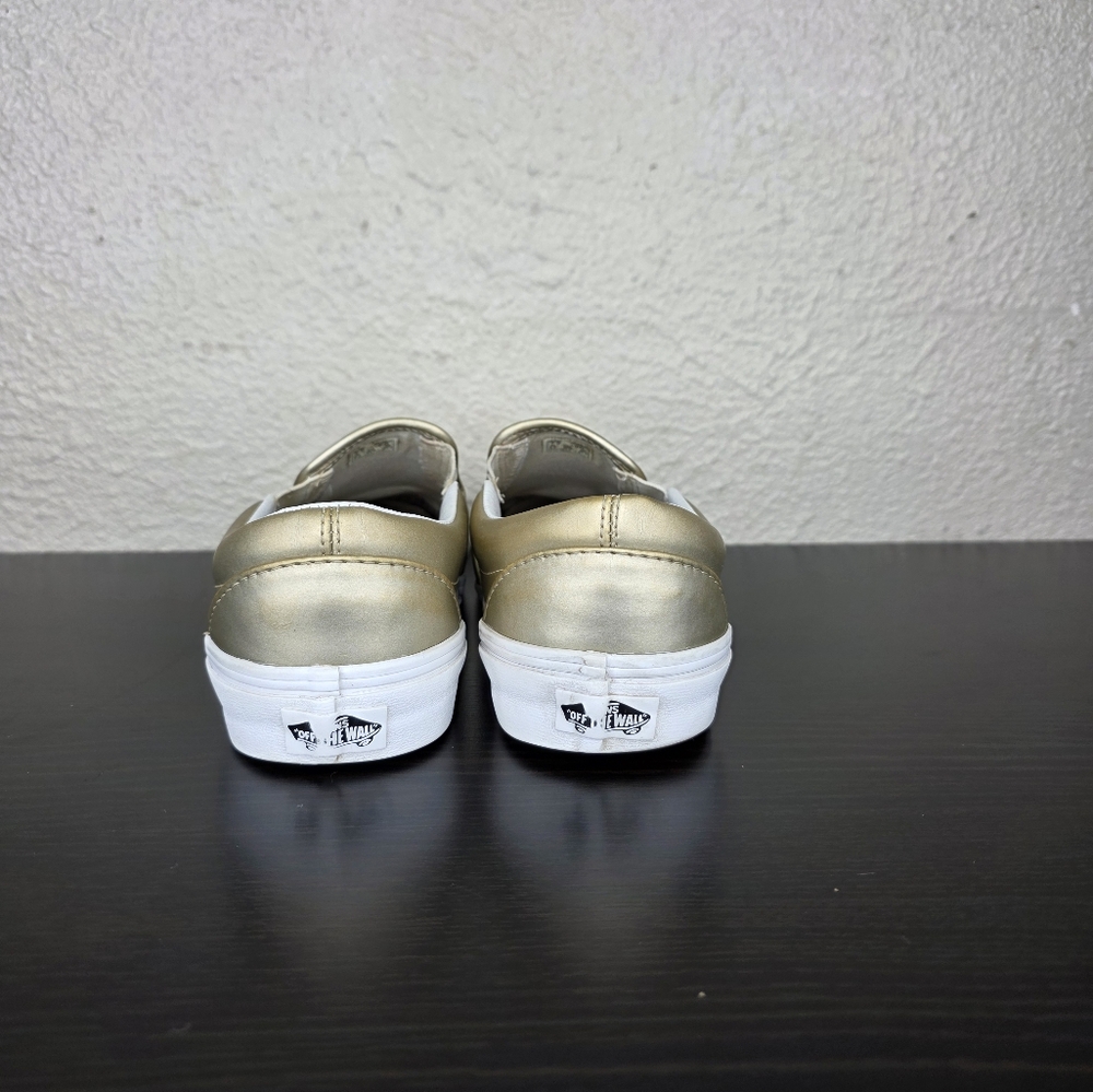 Vans Clasic Slip On Muted Metallic Gold True White Size Mens 7.5 Womens 9 - Picture 8 of 14